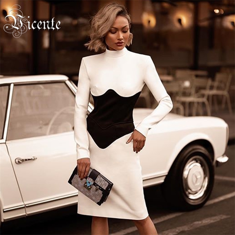 Chic Color Block Knee Length Dress Long Sleeves Celebrity Party Club Bandage Vestido 210520, Multi
Chic Color Block Knee Length Dress Long Sleeves Celebrity Party Club Bandage Vestido 210520, Multi
