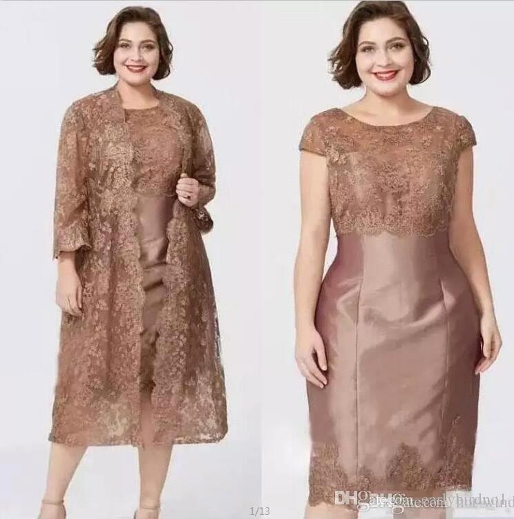 Plus-size Mother Of The Bride Dresses Two-piece Long Sleeve Jewel Appliques race Evening Dress Floor Length Custom Made Prom Gowns