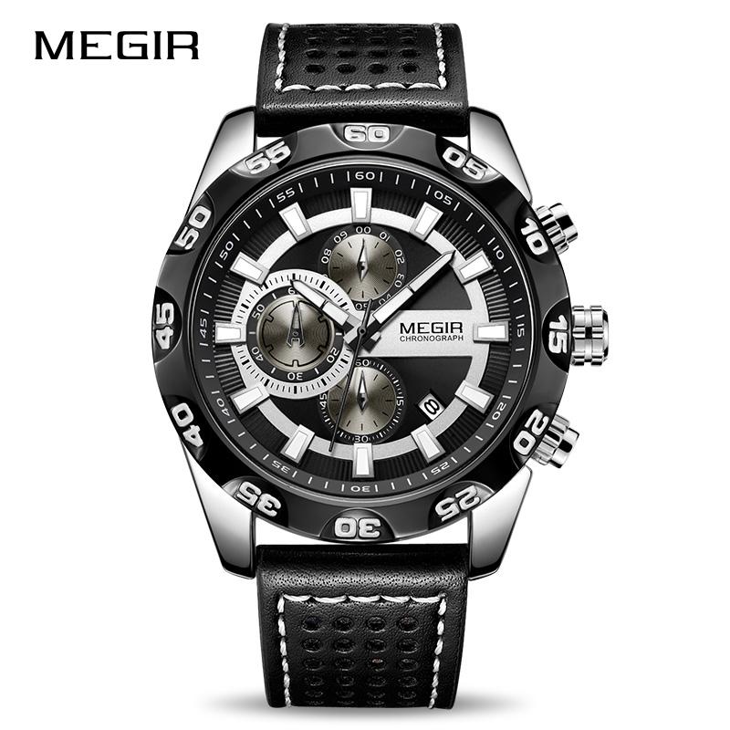 Wristwatches MEGIR Mens Watches Top Waterproof Chronograph Military Sport Watch Leather Male Quartz Clock Relogio Masculino 202, Gold
Wristwatches MEGIR Mens Watches Top Waterproof Chronograph Military Sport Watch Leather Male Quartz Clock Relogio Masculino 202, Gold