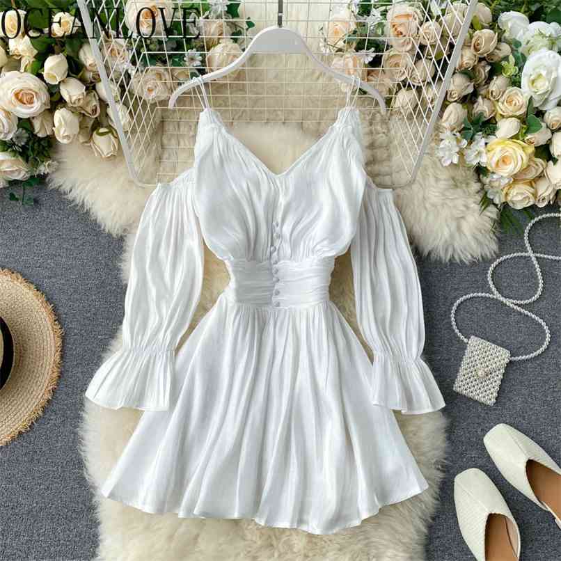 Spring Off Shoulder Vestidos Sexy Solid High Waist V Neck Women Dress Puff Sleeve Button A-line Dresses Fashion 16265 210423, White;black
Spring Off Shoulder Vestidos Sexy Solid High Waist V Neck Women Dress Puff Sleeve Button A-line Dresses Fashion 16265 210423, White;black