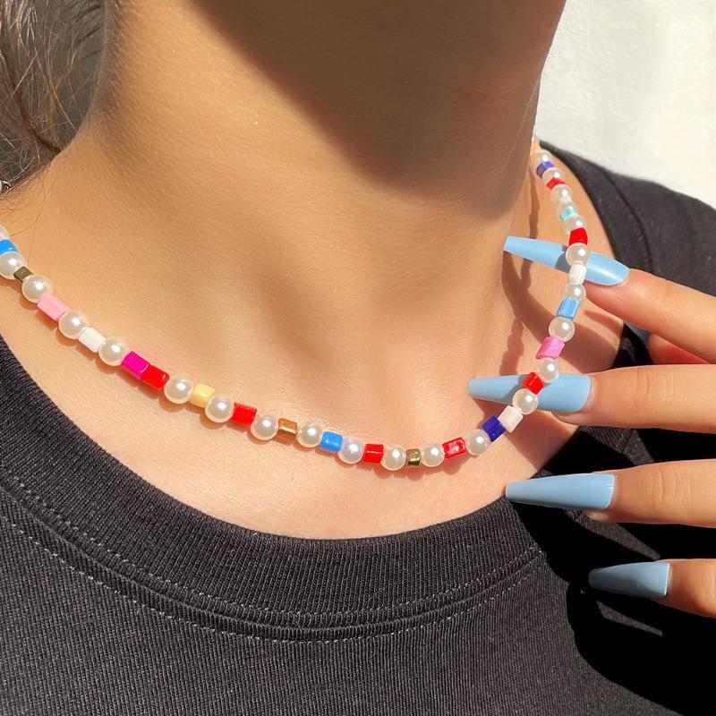 Chains Handmade Colorful Irregular Beads Pearl Choker Necklace For Women Simple Imulation Short Collar Boho Jewelry Gift
Chains Handmade Colorful Irregular Beads Pearl Choker Necklace For Women Simple Imulation Short Collar Boho Jewelry Gift