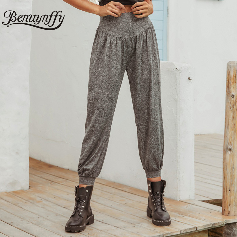 Solid Casual Workout Sweatpants Women Autumn Sports High Waist Pants Female Streetwear Korean Clothes Trousers 210510