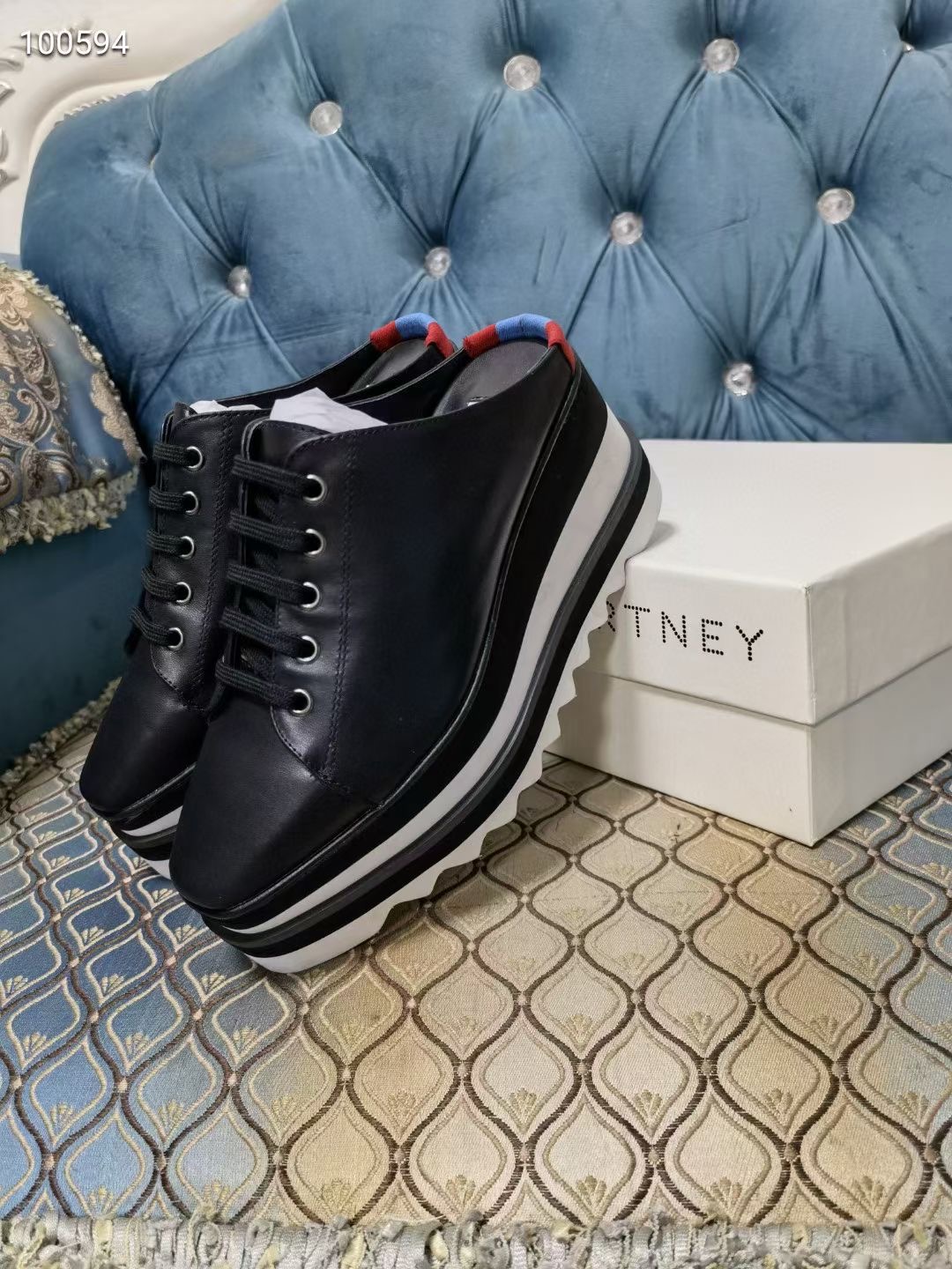 Black Leather Women Slip-on Sandals Stella Mccartney Stripe Wedge Lady Platform Shoes
Black Leather Women Slip-on Sandals Stella Mccartney Stripe Wedge Lady Platform Shoes