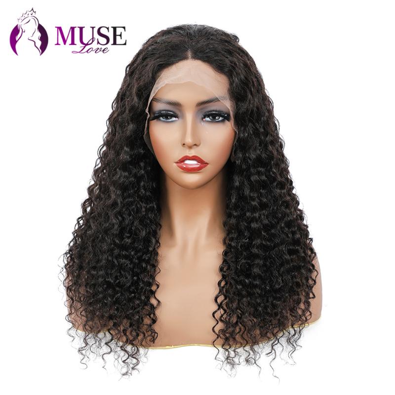Lace Wigs MUSE LOVE Peruvian Water Wave Wig 13x4x1 Transparent Part 180% Curly Frontal Human Hair For Black Women