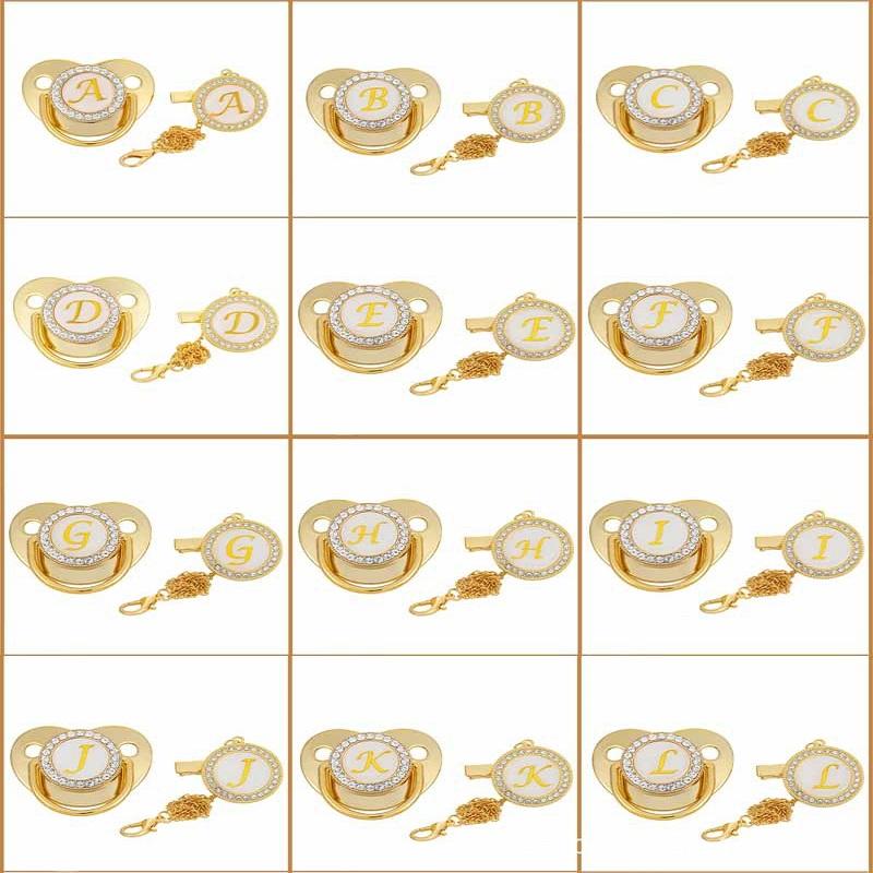 Pacifiers# Initial Letter Baby Pacifier Clips Gold Bling BPA Free 26 Letters Name Silicone Infant Nipple Born Dummy Soothe Babies
Pacifiers# Initial Letter Baby Pacifier Clips Gold Bling BPA Free 26 Letters Name Silicone Infant Nipple Born Dummy Soothe Babies
