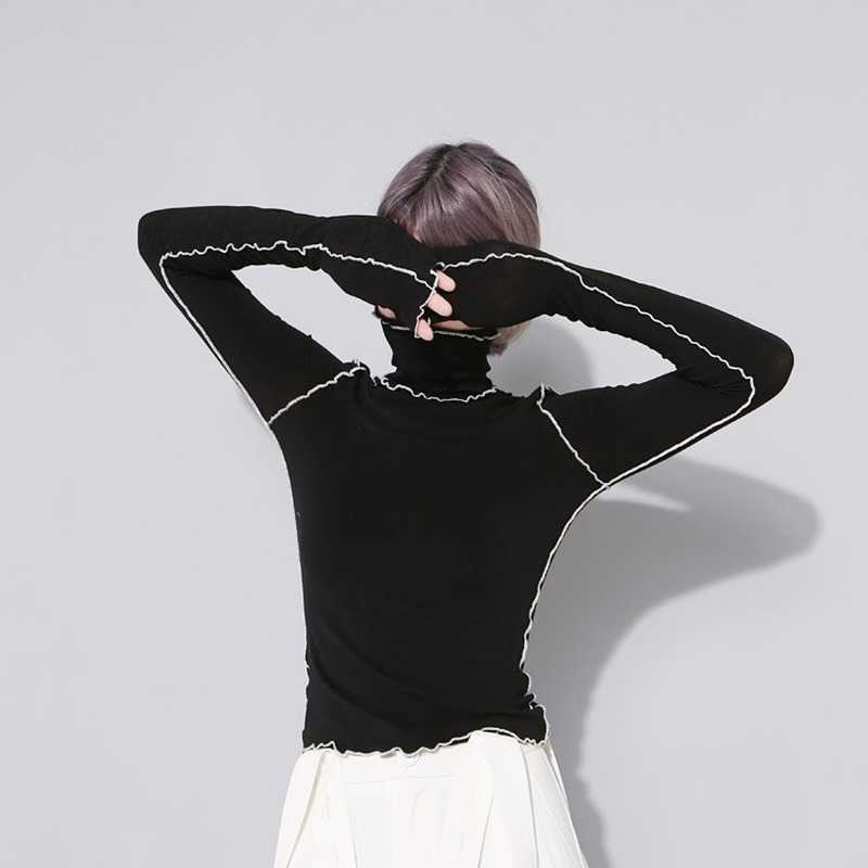 Spring Turtleneck Long Sleeve Simple T-shirts Contrast Color Mujer Camisetas Office Lady Temperament Women's T-shirts Tops 210525, Black
Spring Turtleneck Long Sleeve Simple T-shirts Contrast Color Mujer Camisetas Office Lady Temperament Women's T-shirts Tops 210525, Black