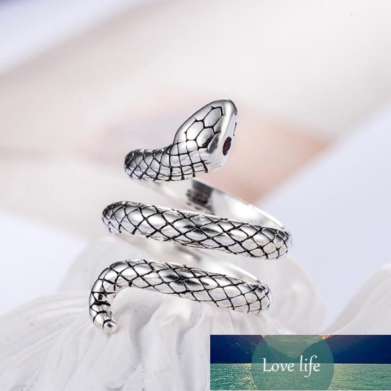 Creative Personality Snake New Fashion 925 Sterling Silver Jewelry Thai Silver Crystal Temperament Opening Rings R162 Factory price expert design Qual