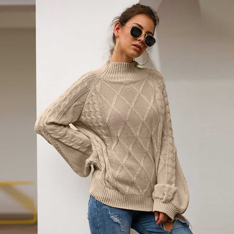 Ly Varey Lin Autumn Winter Turtleneck Knitted Sweater Woolen Pullovers Women Loose Casual Female Warm Knitting Jumper 210526