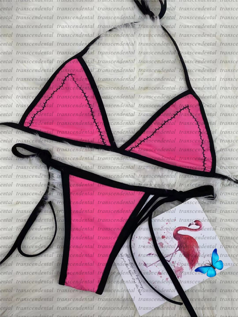 Peach Pink Bikini C23 Womens Swimsuit Printing Bathing Suit High Quality Swimwear with Pads For Women