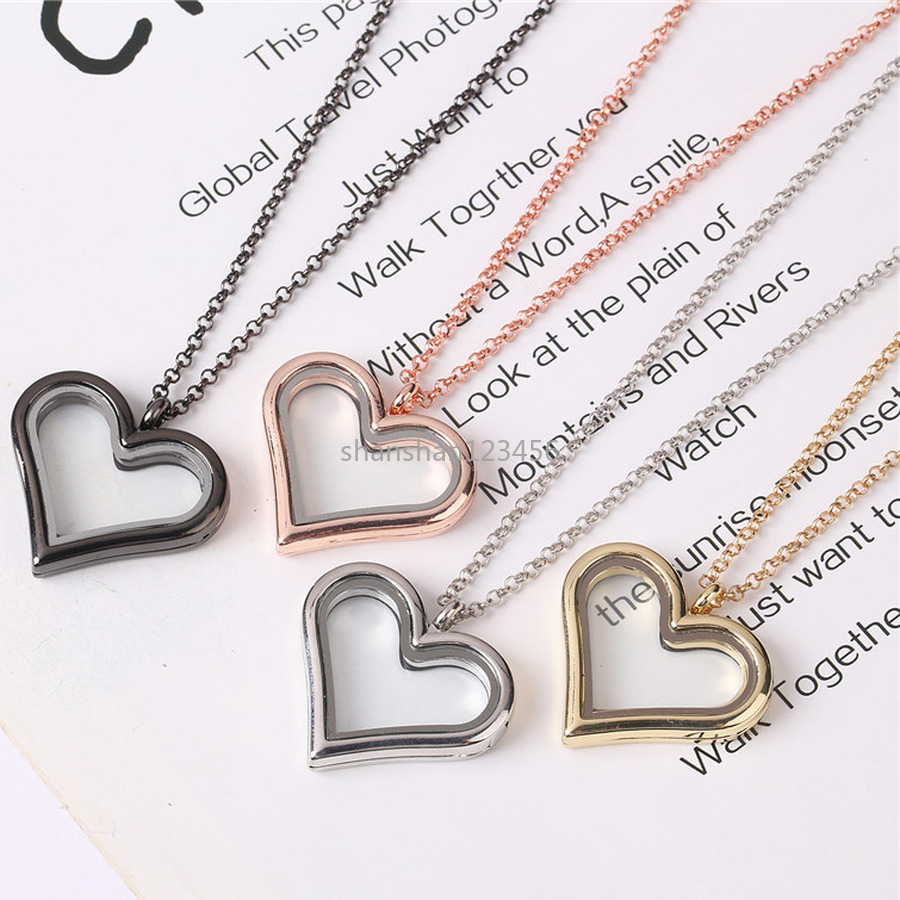 Openable Floating Locket Heart Necklace Pendant Living Memory Necklaces for Women Children DIY Fashion Jewlery Will and Sandy от DHgate WW