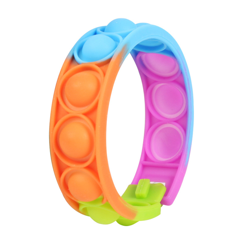 Pop Fidget Reliver Stress Toys Rainbow Bracelet Push Bubble Antistress Adult Children Sensory Toy To Relieve Autism Wristband US Fedex Free