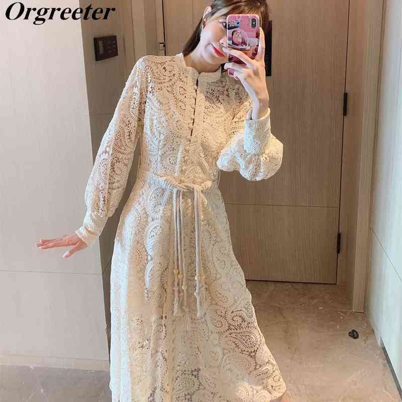 Braided belt High waist Woman's Long Lace Dress Hollow out Embroidery long-sleeve Apricot Vintage Summer 210525, Short dress
Braided belt High waist Woman's Long Lace Dress Hollow out Embroidery long-sleeve Apricot Vintage Summer 210525, Short dress