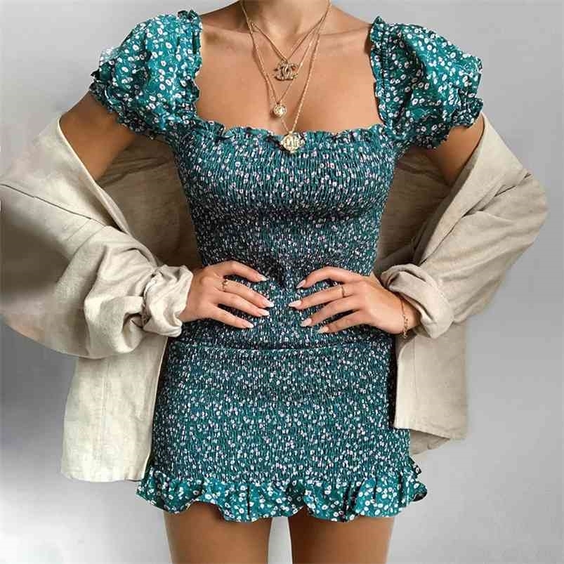Retro Green Floral Print Fashion Summer Women Sundress Mini Dresses Puff Sleeve Square Collar Sexy Ruffles Party Dress 210701
Retro Green Floral Print Fashion Summer Women Sundress Mini Dresses Puff Sleeve Square Collar Sexy Ruffles Party Dress 210701