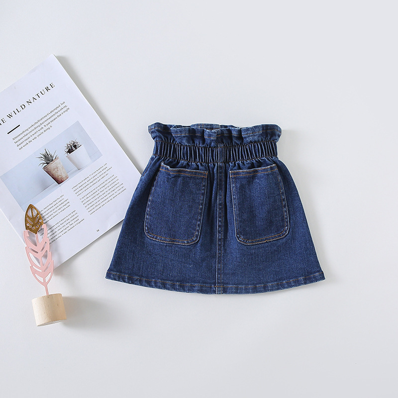 Korean style cute girls fashion denim skirts 1-4 years kids all-match high waist skirt children clothing 210508