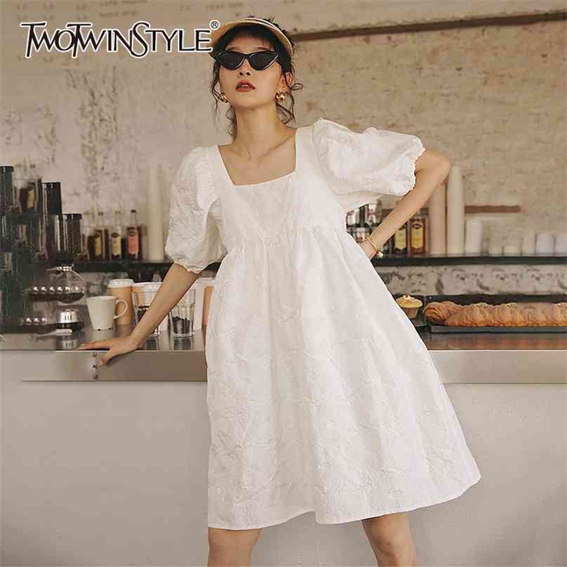 Elegant Women Dress Square Collar Puff Half Sleeve High Waist Oversized White A Line Dresses Spring 210520
Elegant Women Dress Square Collar Puff Half Sleeve High Waist Oversized White A Line Dresses Spring 210520
