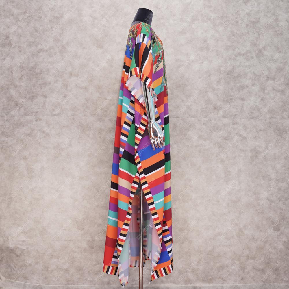 Kaftan Bikini Cover-ups Tunic Women Large Size Beach Wear Swim Suit Cover Up Bohemian Printed Loose Dress Q1084 210420