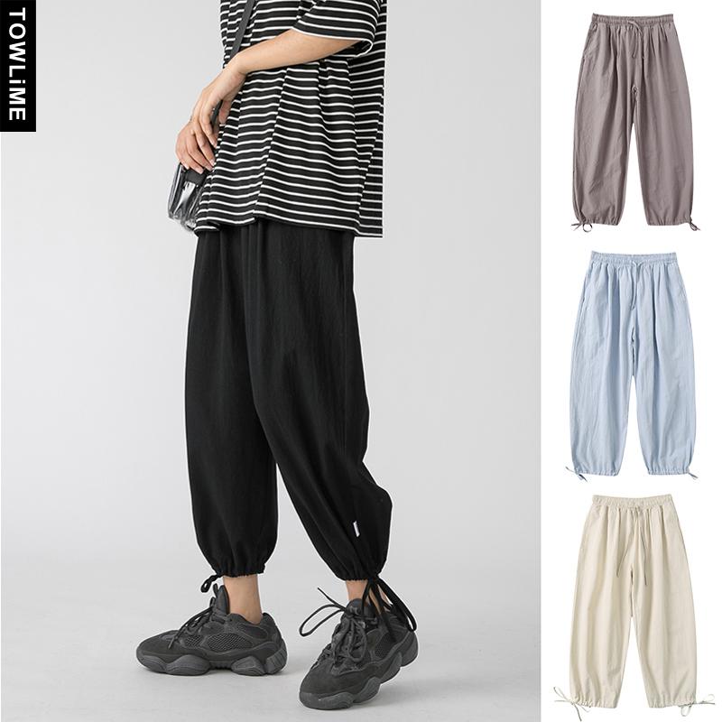 Harajuku Summer Men's Ankle-Length Harem Pants Korean Streetwear Mens Thin Track Trousers Male Chic Solid Color Sweatpants