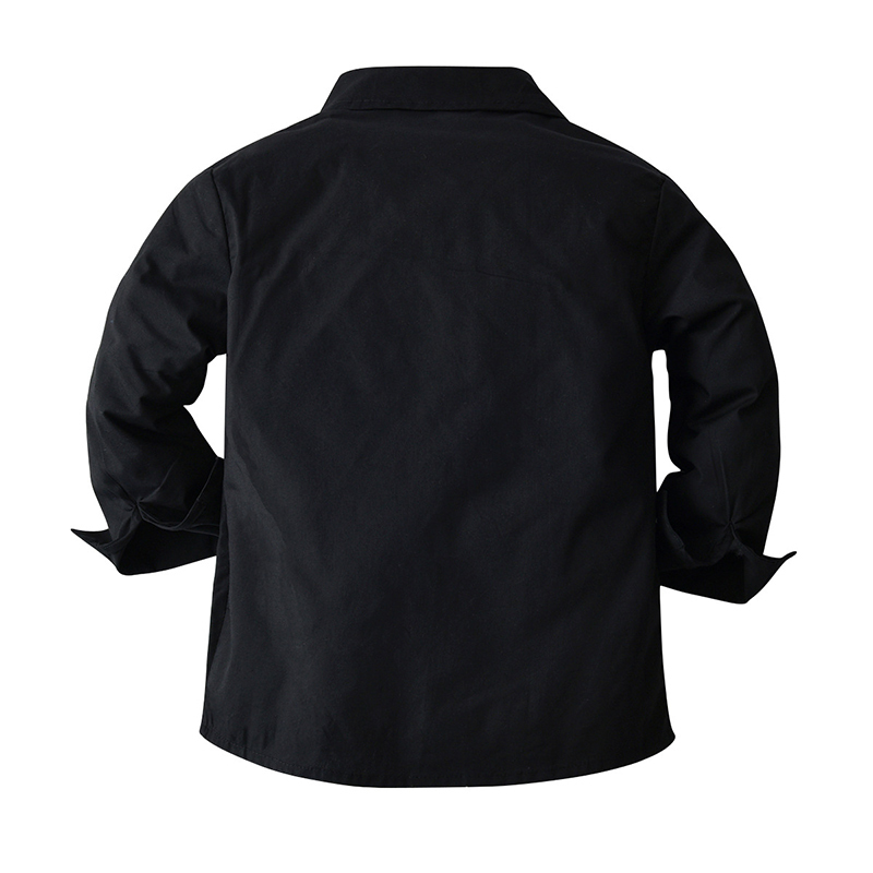 Spring Autumn Baby Boy Shirts Black Long Sleeve Lapel Cardigan Shirt Casual Kids Gentleman Blouses Tops Toddlers Boys Clothes 220314