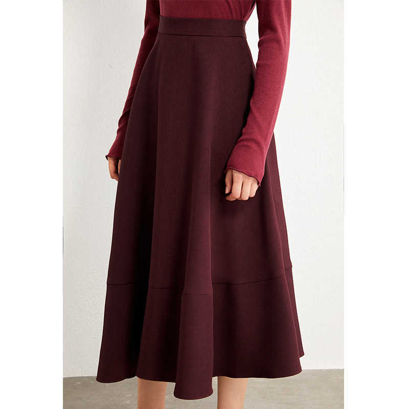 Minimalism Autumn Winter Fashion Asymmetrical Women's Skirt Causal Solid Calf-length Female 12070337 210527