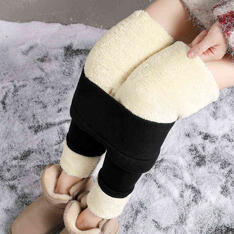 CHRLEISURE Winter Pants For Women Thick Velvet Warm Trousers Skinny Solid Fleece Leggings 211124Z