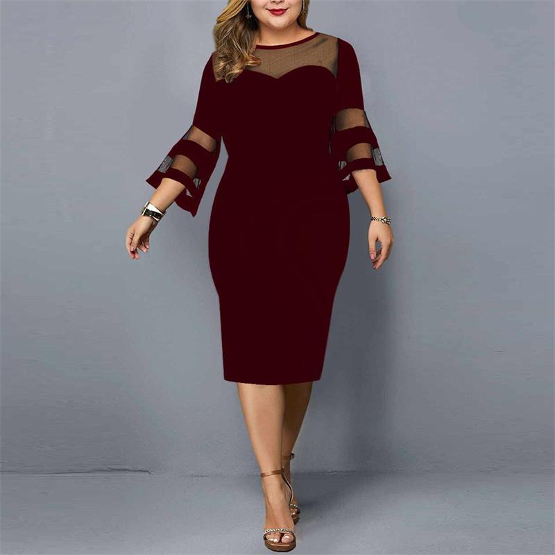 Plus Size Dresses 2022 Autumn Elegant Dress Women Evening Party Mesh 3/4 Sleeve Casual Slim Clothing 3XL 4XL 5XL, Black
Plus Size Dresses 2022 Autumn Elegant Dress Women Evening Party Mesh 3/4 Sleeve Casual Slim Clothing 3XL 4XL 5XL, Black