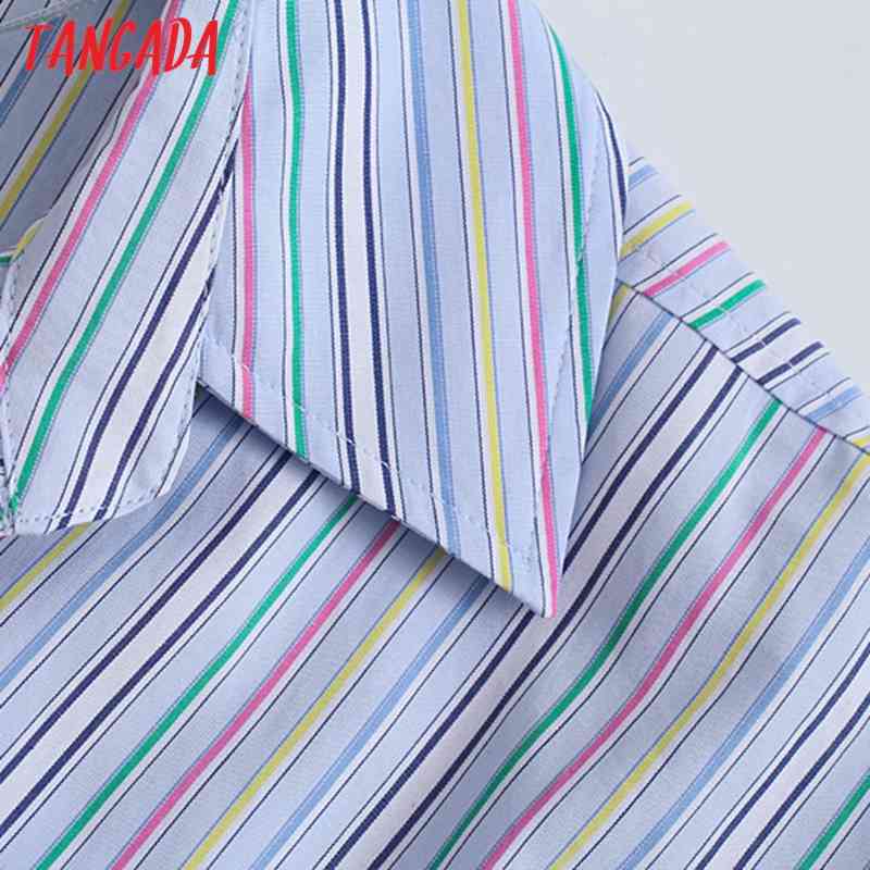 Women Retro Striped Crop Bow Chic Female High Street Shirt Tops JE20 210416