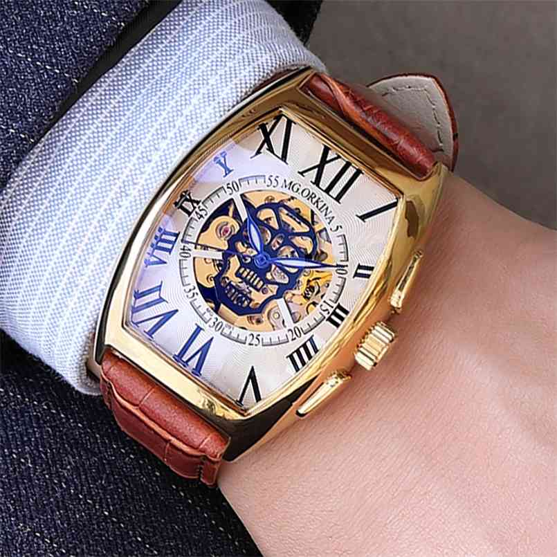 ORKINA Watches Wens Famous Luxury Top Brand Fahion Golden Skeleton Clock Tonneau Mechanical Wrist for Men Brown Leather 210707, Black silver
ORKINA Watches Wens Famous Luxury Top Brand Fahion Golden Skeleton Clock Tonneau Mechanical Wrist for Men Brown Leather 210707, Black silver