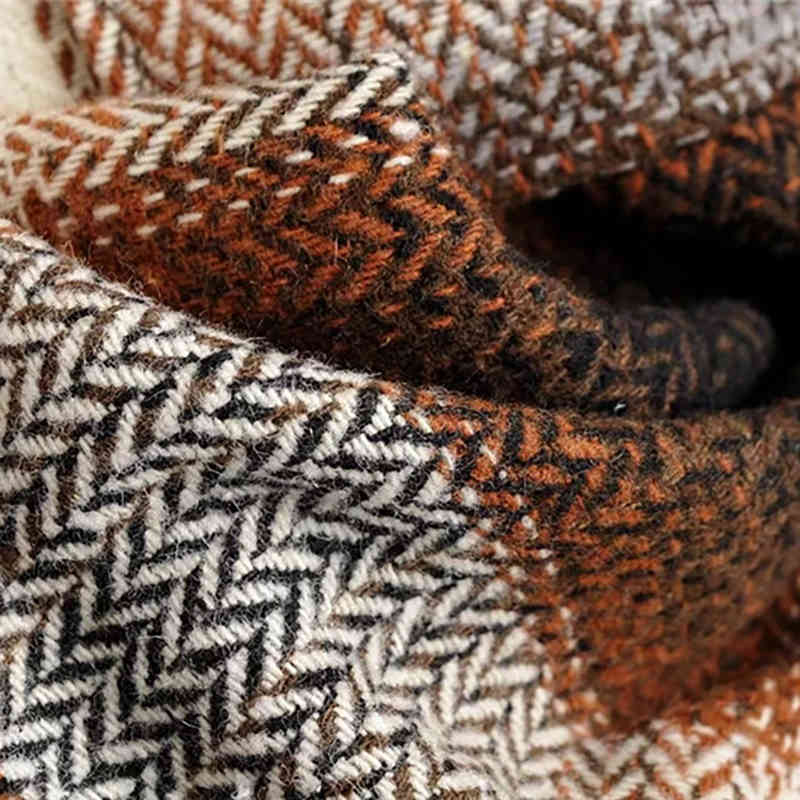 Women Autumn-Winter Fashion Contrast Color hm Long Jacket Female Vintage Plaid Single Breasted Loose Outwear Casual Coats 210421