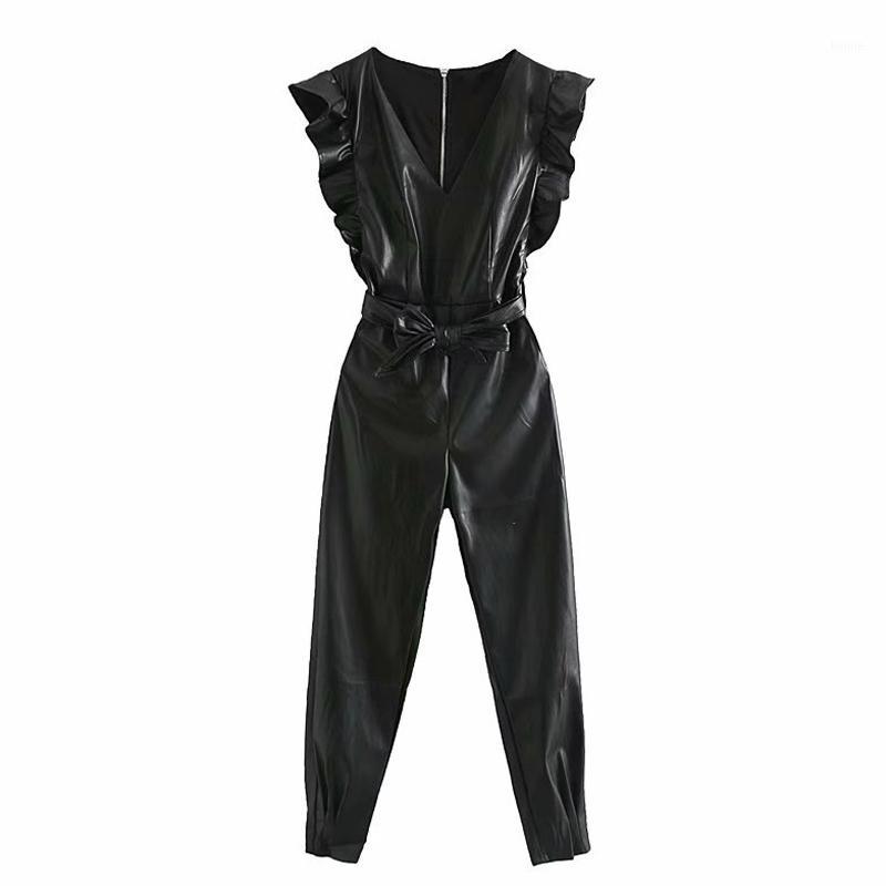 Women's Jumpsuits & Rompers Chic PU Leather Ruffles Sashes Women Fashion Black V Neck Jumpsuit Elegant Ladies Sleeveless, Black;white
Women's Jumpsuits & Rompers Chic PU Leather Ruffles Sashes Women Fashion Black V Neck Jumpsuit Elegant Ladies Sleeveless, Black;white