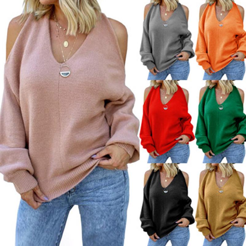 Women' Sweaters Sexy Women Off Should V-neck Sweater Autumn Winter Long Sleeve Knitted Pullovers Solid Ladies Loose Backless Knitwear, Pink
Women' Sweaters Sexy Women Off Should V-neck Sweater Autumn Winter Long Sleeve Knitted Pullovers Solid Ladies Loose Backless Knitwear, Pink