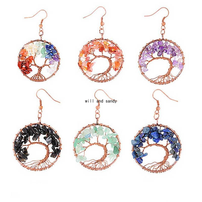 Natural Stone Tree of Life Pendant Earrings Crystal Fluorite Rose Quartz Healing Dangle Chandelier Earrings for Women Christmas Will and Sandy
Natural Stone Tree of Life Pendant Earrings Crystal Fluorite Rose Quartz Healing Dangle Chandelier Earrings for Women Christmas Will and Sandy