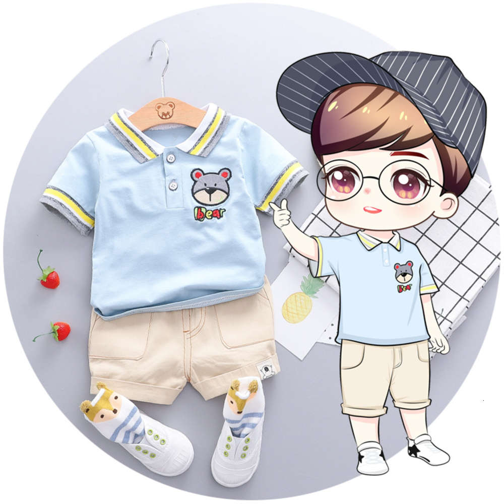 Children's short sleeve suit Korean Lapel cartoon bear two piece cotton T-shirt casual wear, White
Children's short sleeve suit Korean Lapel cartoon bear two piece cotton T-shirt casual wear, White