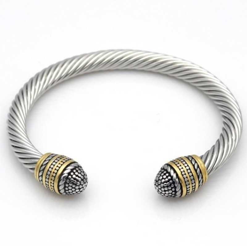 Fashion Men and Women High Quality Alloy Twisted Pair Cable Cord Bracelet Open Bracelet Jewelry Q0719
Fashion Men and Women High Quality Alloy Twisted Pair Cable Cord Bracelet Open Bracelet Jewelry Q0719