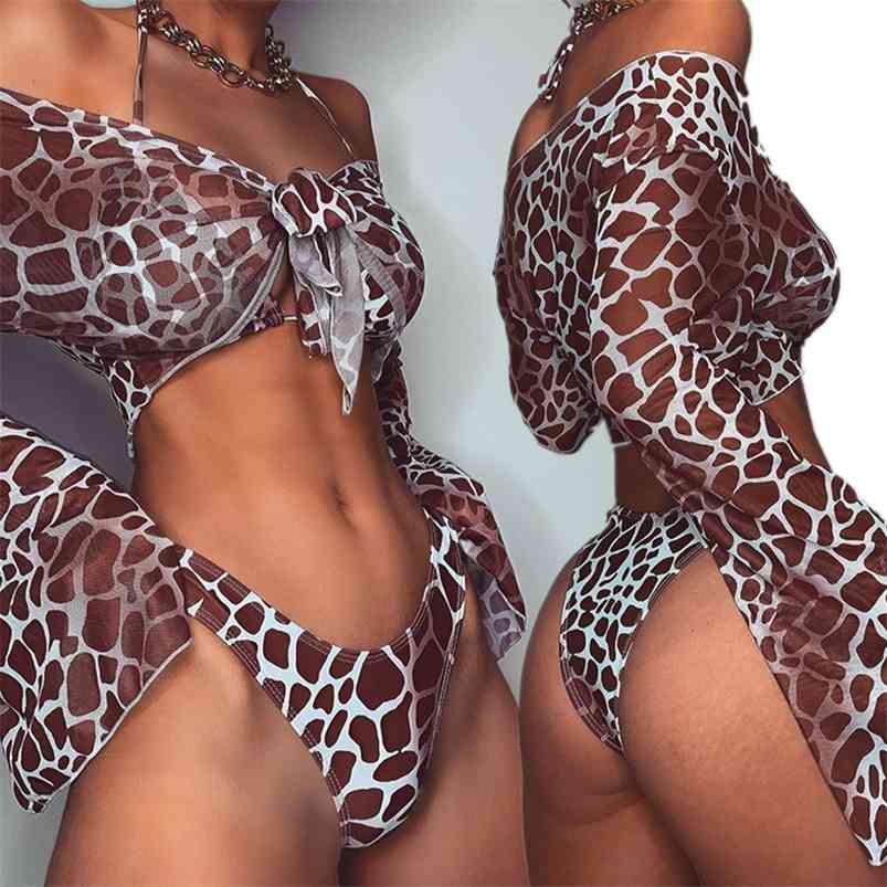 Leopard Swimsuit Sexy Bikinis Women Summer Beach Bathing Suit Long Sleeve Sunscreen Triangle Bikini Set 210629, Green
Leopard Swimsuit Sexy Bikinis Women Summer Beach Bathing Suit Long Sleeve Sunscreen Triangle Bikini Set 210629, Green