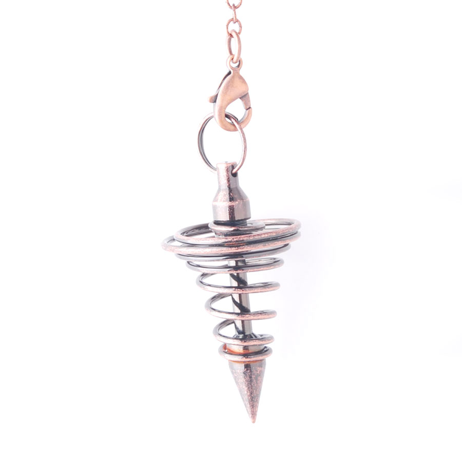 WOJIAER Metal Pendulum Pendulo Radiestesia Pendulums Pendant for Dowsing Spiral Cone Antique Pyramid Pendule Reiki Jewelry BO954