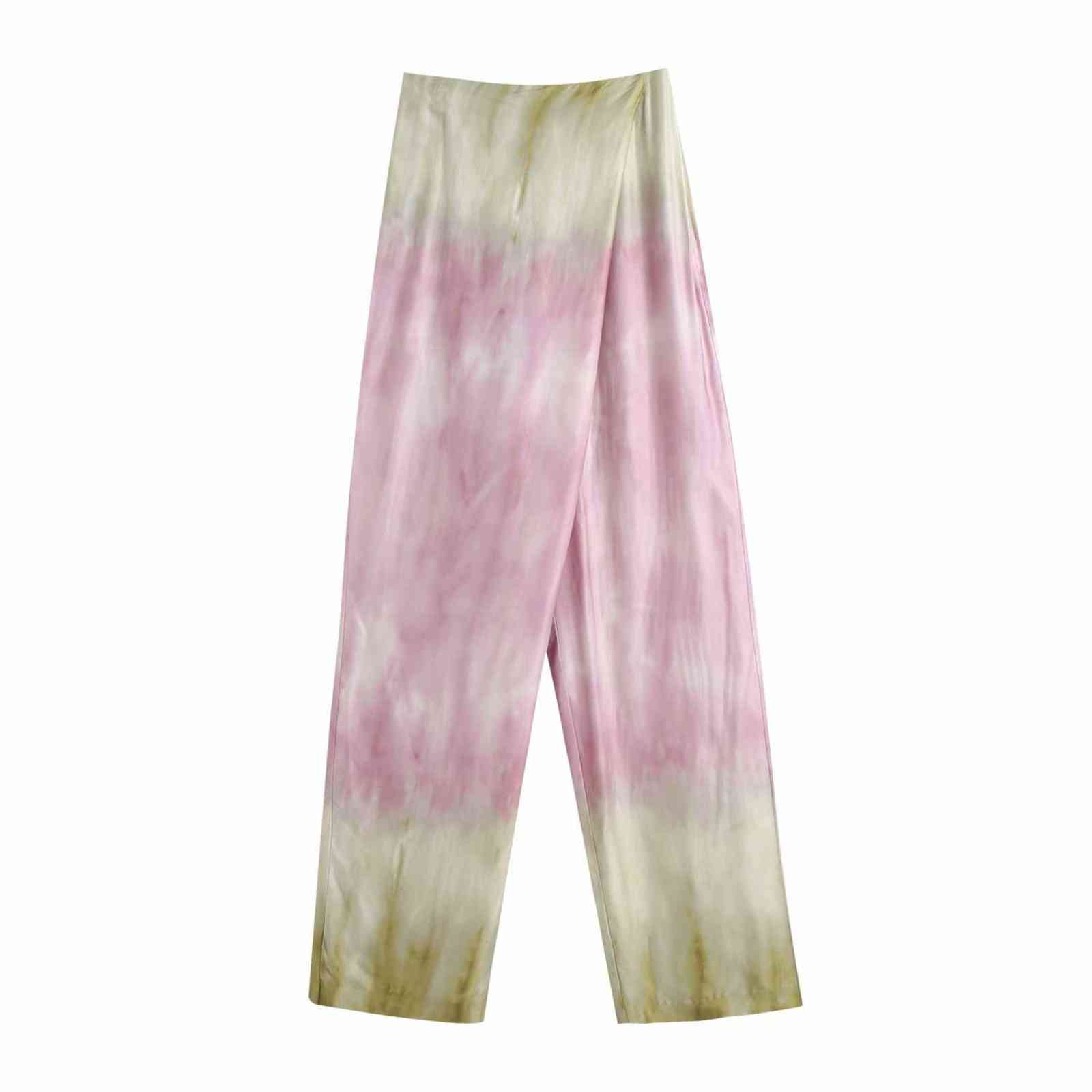 Women Two Piece Set Multiway Tie dye Shirt & Wrap Trousers Chic Lady Fashion Casual Cozy Woman Outfits Pants Sets 211105