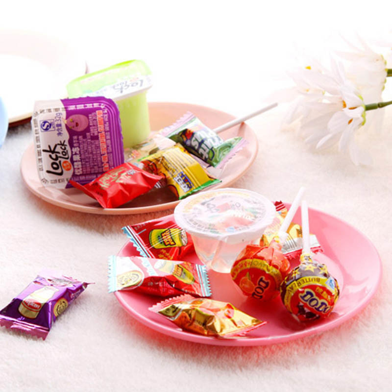 1Pcs Kitchen Tableware Snack Plate Plastic Food Grade Fruit Dish Small Flat Plates Colorful