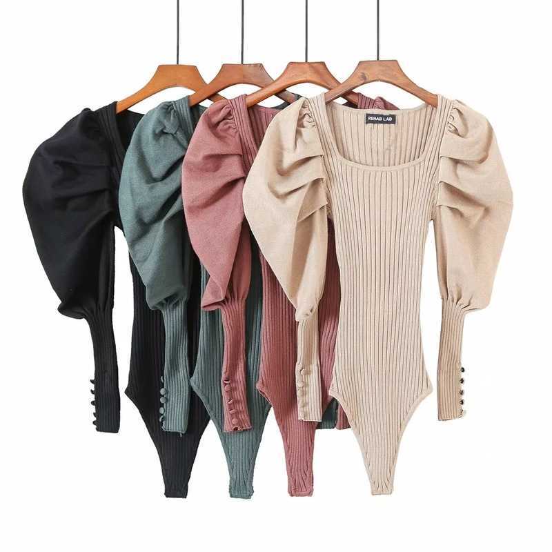 Sweater Women women's French restoring ways is knitting party brought the hubble-bubble sleeve sweater 210805