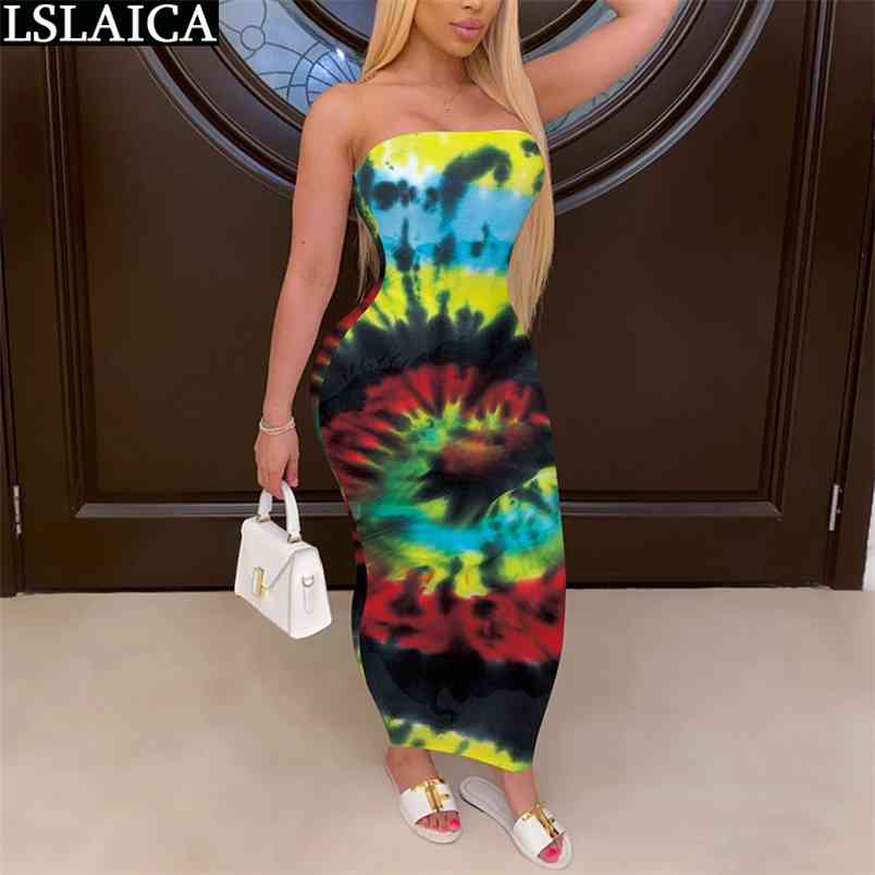 Dresses for Women Party Off Shoulder High Waist Fashion Sexy Tie Dye Summer Elegance Maxi Female 210515