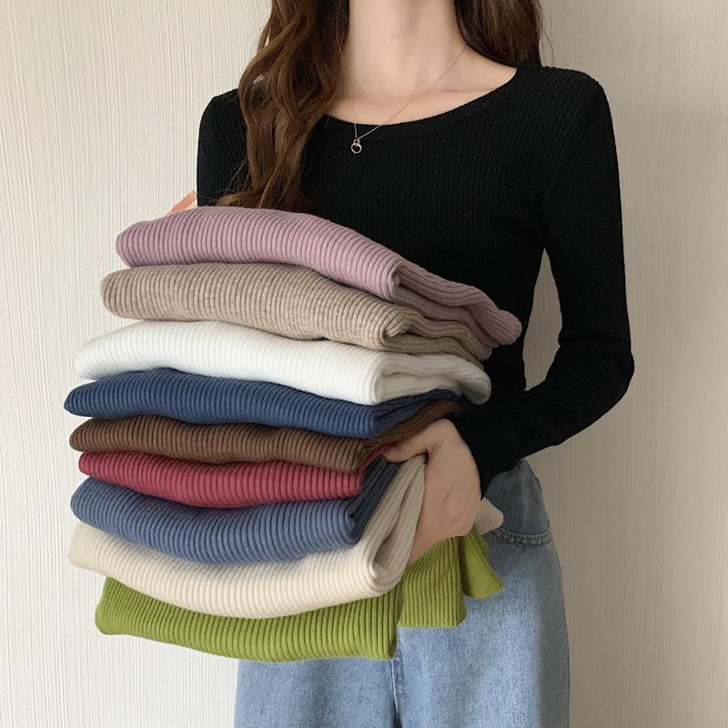Women's Sweaters 2021 Autumn Solid Elastic Knitted Bottoming Shirt Jumper O-neck Slim Pullover Sweater Simple All-match Pull Femme, Green
Women's Sweaters 2021 Autumn Solid Elastic Knitted Bottoming Shirt Jumper O-neck Slim Pullover Sweater Simple All-match Pull Femme, Green