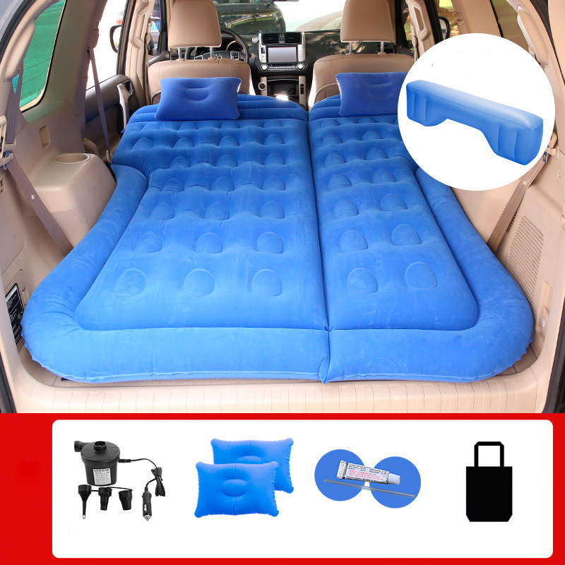 InCar Inflatable Bed Air Mattress Universal SUV Car Travel Sleeping Pad Outdoor Camping Mat Child Exhaust Pads Flocking PVC Auto Rear Seat Cushion Acc