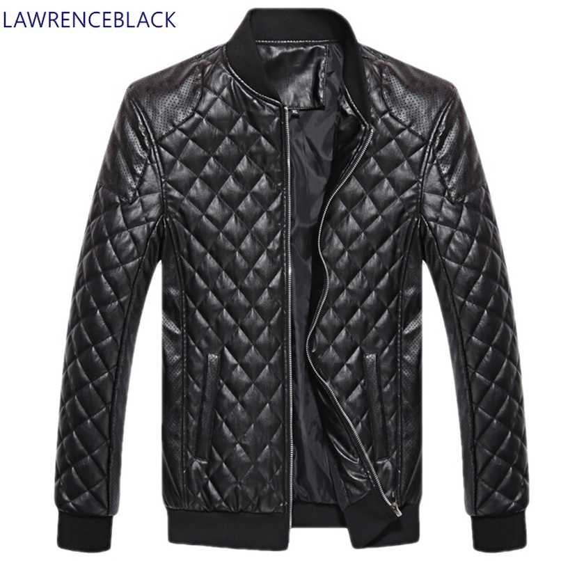 leather jacket men biker autumn and winter casual fashion quilted embroidered plaid baseball collar washed pu leather jacket 211119