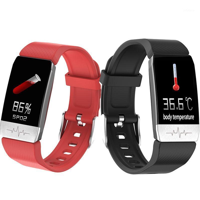 Bracelet Smart Bracelet 2021 Bracelet T1S avec la température corporelle ECG Fitness Tracker Waterproof Work Tarif Monitor Montre Montre Sport Ho