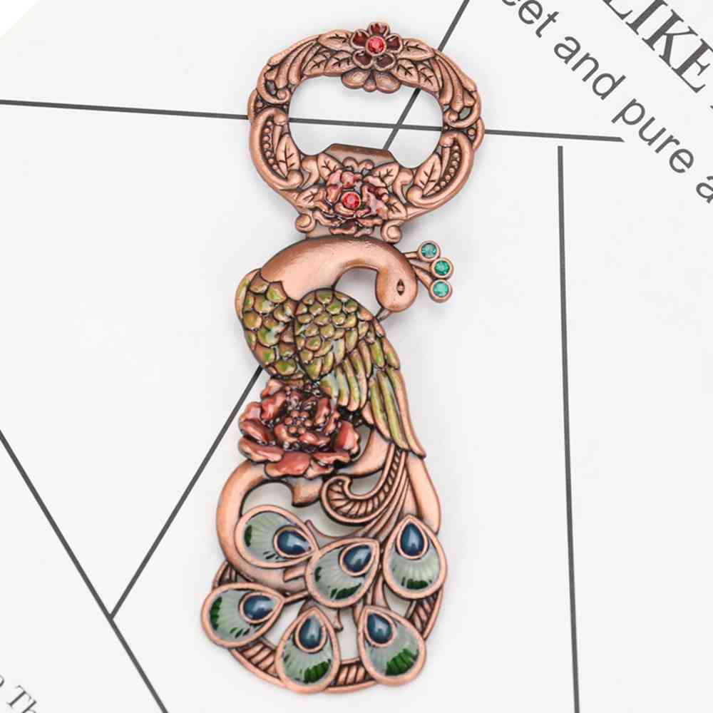 Corkscrew Retro Composite Gold Rose Peacock Bottle Opener Wine Screwdriver Fashion Creative Magnetite Wine Bottle Opener