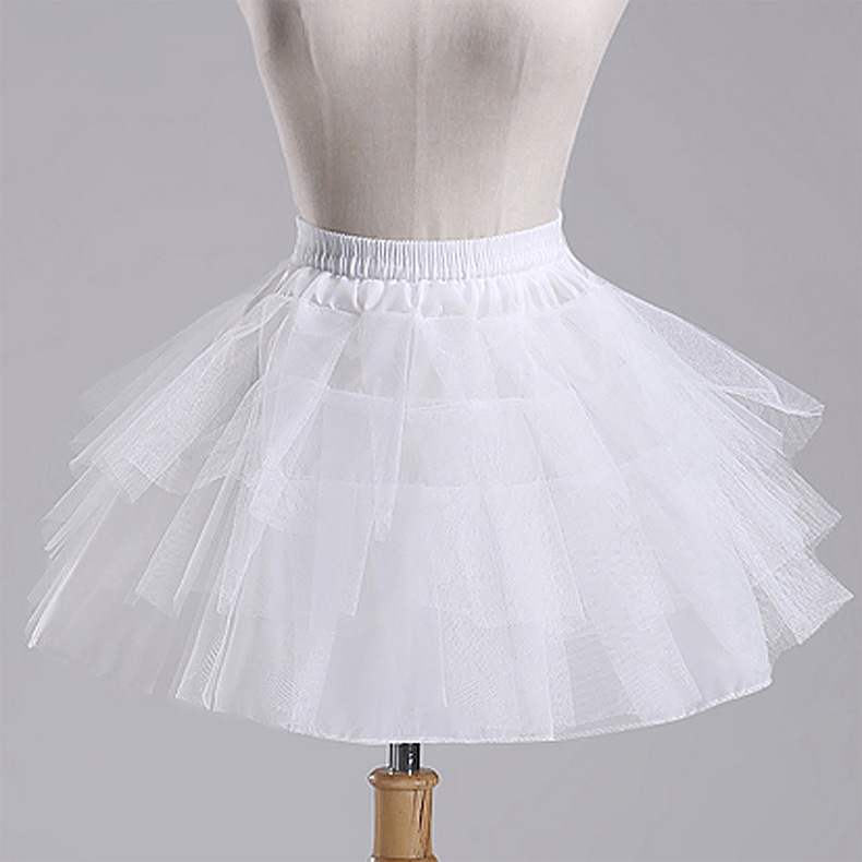 White Petticoat for Girls Crinoline Underskirt Flower Girl Prom Ball Gown Dress Puffy Skirt Jupon