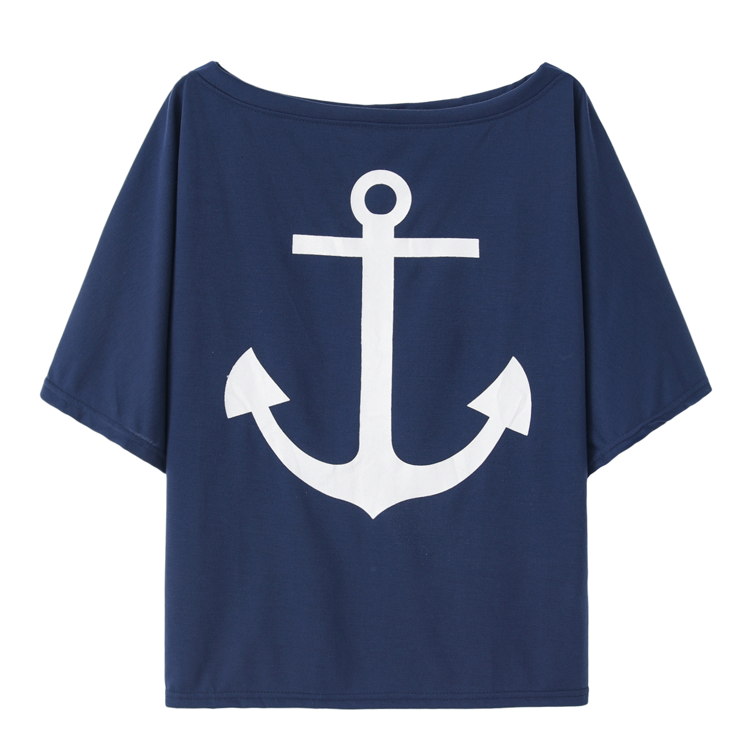 Women's T-Shirt Tops Tees 2022 spot new hot style loose one-shoulder bat shirt printed women