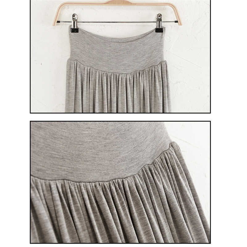 Sanishroly Women Long Pleated Skirts Summer Autumn Elastic High Waist Modal Female Big Swing Maxi Saia Plus Size 587 210621