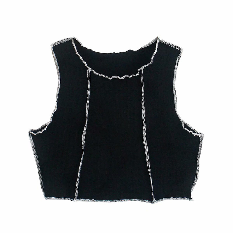 Y2K Girls Bright Line Bomb Tank Tops Summer Fashion Ladies Slim Top Sexy Women Vintage Black Chic Female 210430