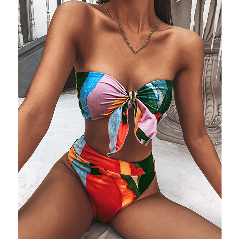 Mossha Brazilian high waist bikini 2021 Bandeau knot swimsuit Colorblock print swimwear women Sexy push bathing suit Beachwear, White;black
Mossha Brazilian high waist bikini 2021 Bandeau knot swimsuit Colorblock print swimwear women Sexy push bathing suit Beachwear, White;black