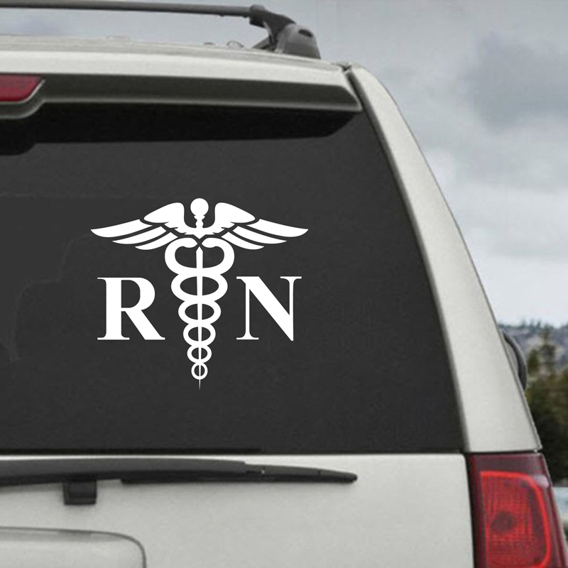 Medical Symbol Caduceus Vinyl Car Sticker Decor , Registered Nurse RN Nursing Laptop Decals for Apple MacBook